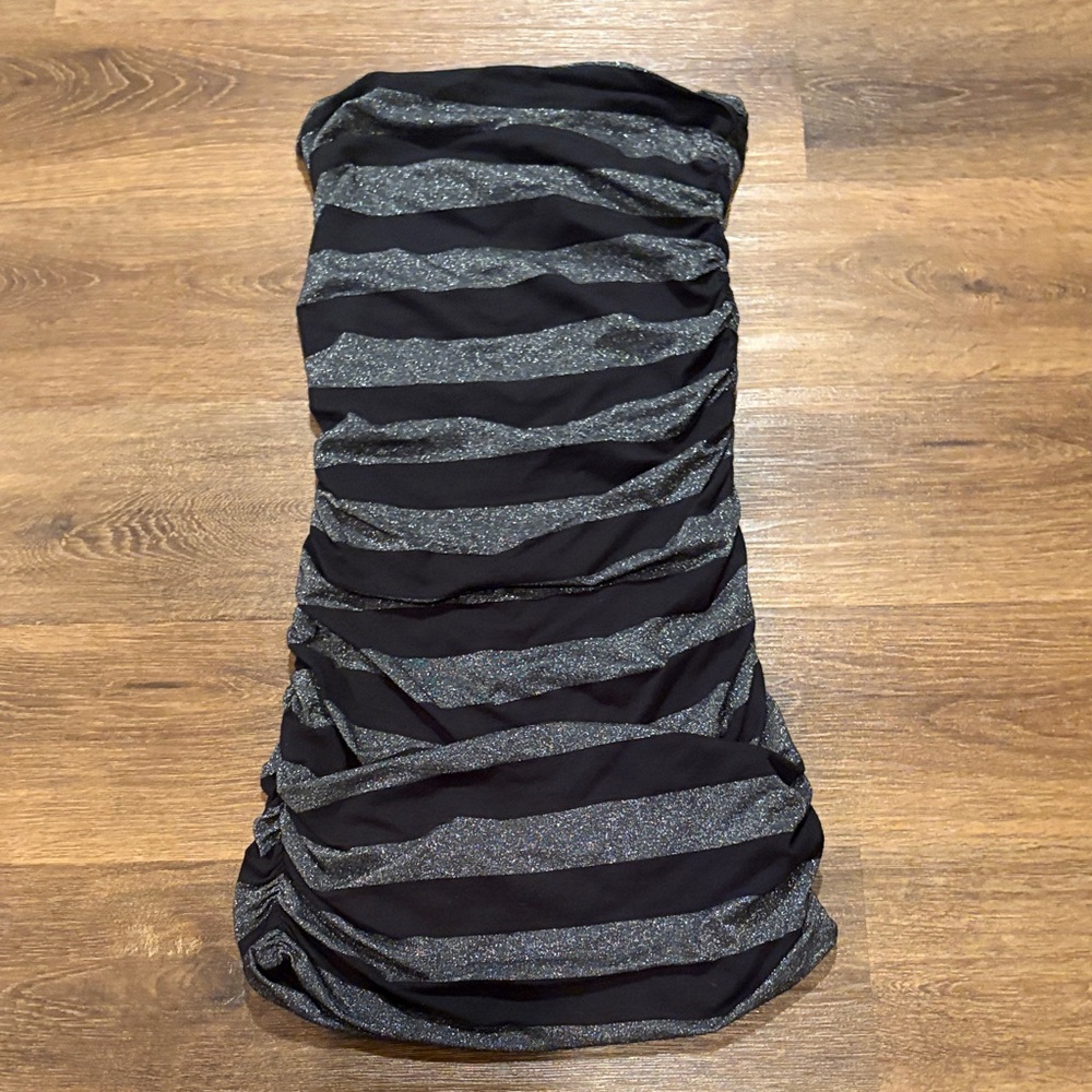 Black and Gray Striped shimmery Dress
